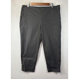 Lafayette 148 New York Cotton Cropped Straight Leg Pants Size 16 Side Zip Career